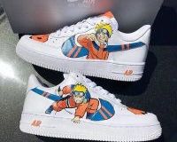 custom air force 1 sneakers with naruto-themed artwork